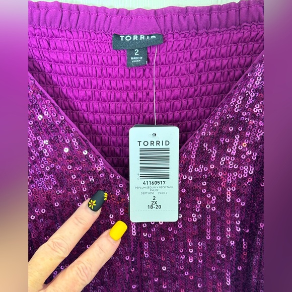 NWT Torrid Peplum Sequin V-Neck Tank. Size 2 (18/20) - Picture 6 of 6
